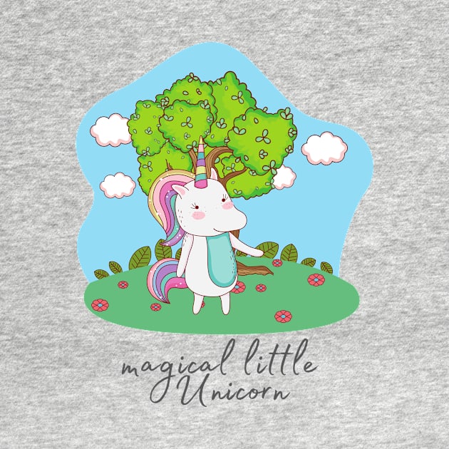 Cute Little Unicorn In Field by Vegan Squad